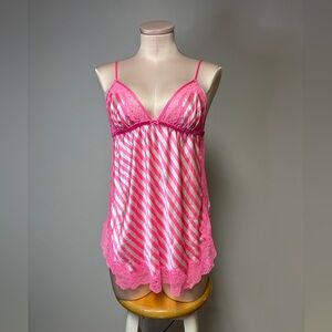 Victoria's Secret Pink and White Lace Chemise